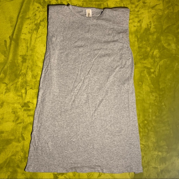 Heather Gray Shoulder Pad Mini T-Shirt Dress NWOT - Picture 3 of 11